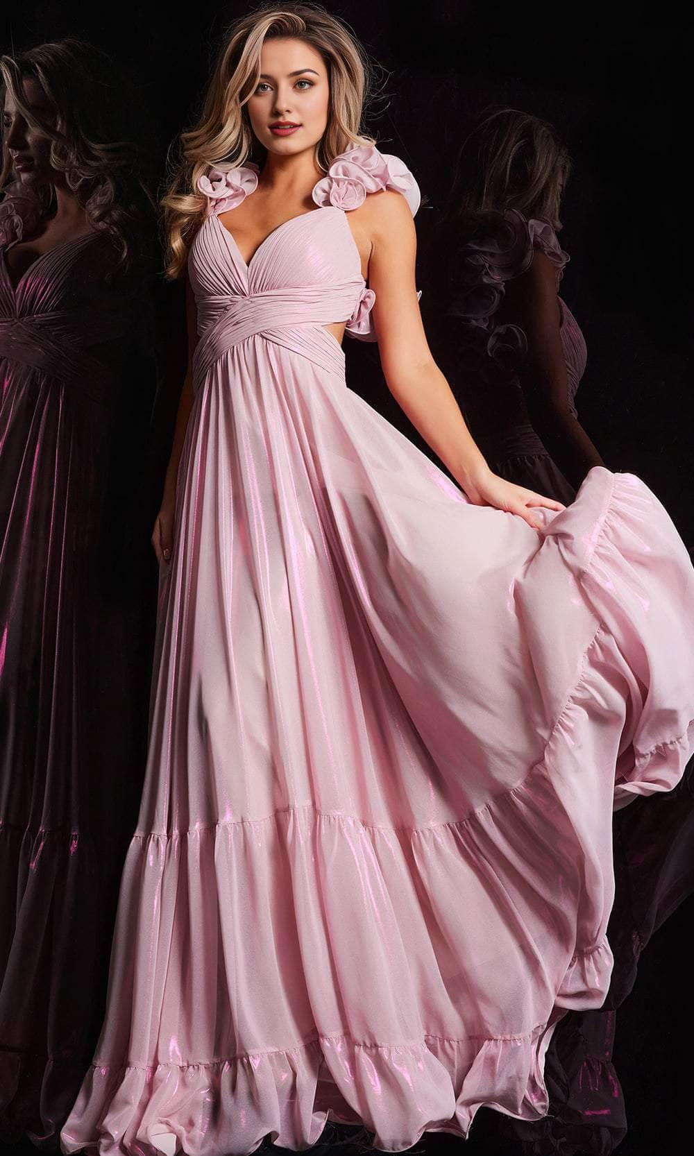 Formal Wear Dresses/ Floral Accent Straps A-Line Lace Up Back Floor Length Hem Prom Evening Dress/ Evening Dresses For Women